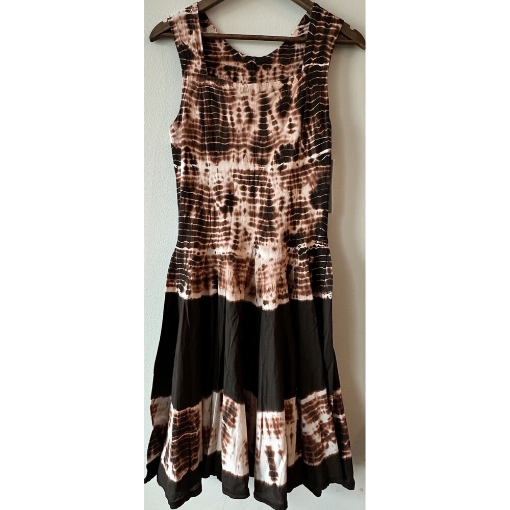 Luna Luz Tie Dye Sun Dress Garment Dyed Boho Witchy Gothic Festival Midi Medium